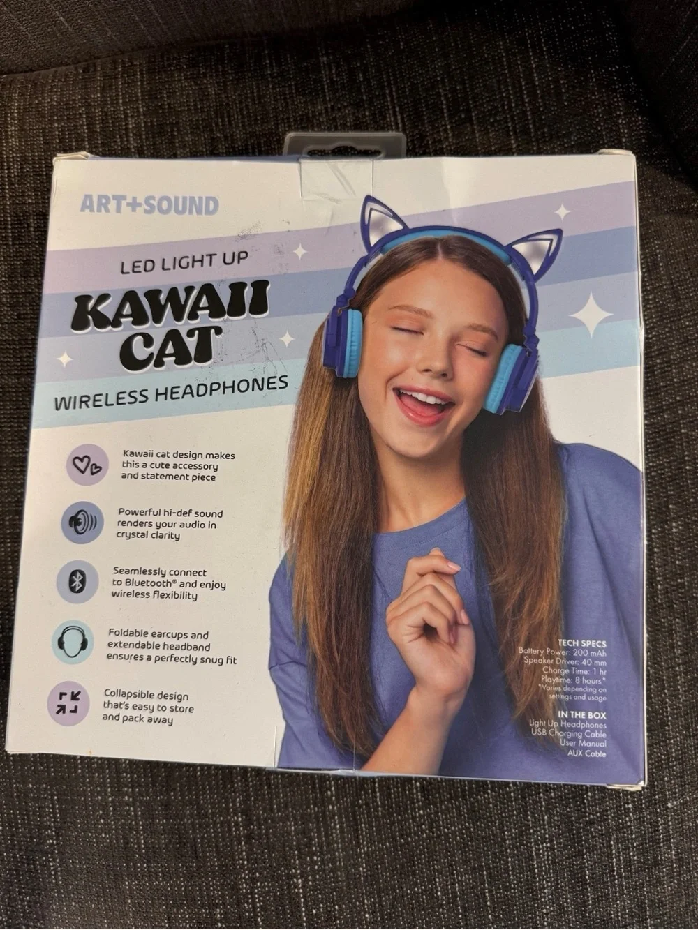Kawaii Cat LED Light Up Wireless Headphones